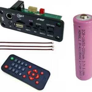Bluetooth MP3 Module with Remote 2400mAh Battery 2 Connector Wires| USB ,MIC AUX
